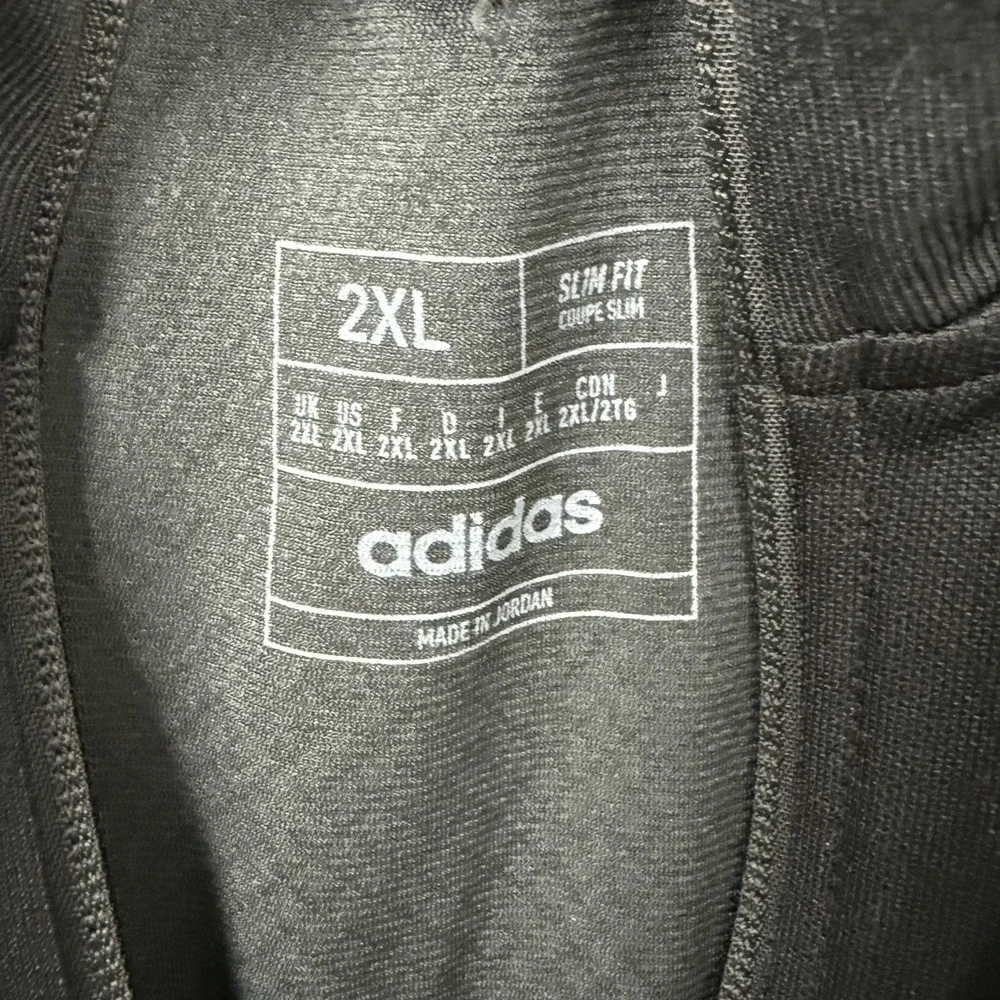 Adidas Jacket Mens 2XL Slim Black 3-Stripes Track Full Zip Athletic AEROREADY